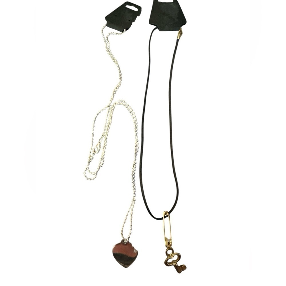 Silver Heart and Key Necklaces NWT